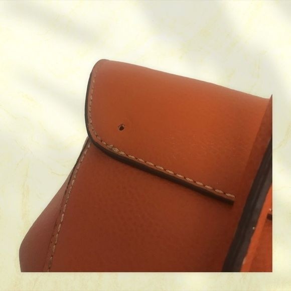 CUERO VACA Argentina Bag Vintage Tangerine Leather Snap Tubular Design 13” x 6” - Picture 5 of 10